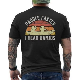 Banjo Vintage Paddle Faster I Hear Banjos Kayak Men's T-shirt Back Print - Monsterry DE