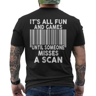 Barcode Scanner Postal Warehouse Worker Mens Back Print T-shirt - Thegiftio UK