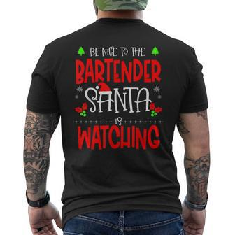 Bartender Christmas Santa Watching Bartending Mens Back Print T-shirt - Seseable