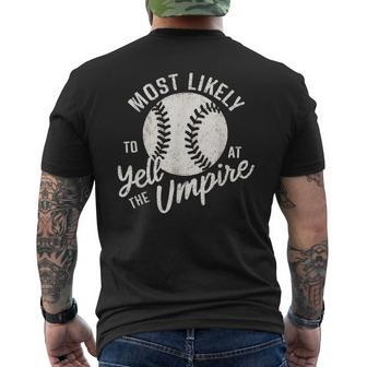 Baseball Yell At The Umpire Men's T-shirt Back Print - Monsterry UK