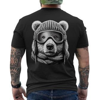 Bear With Ski Goggles And Knitted Hat Skiing Men's T-shirt Back Print - Thegiftio UK