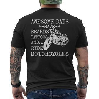 Beard Awesome Dad Beard Tattoos And Motorcycles Men's T-shirt Back Print | Mazezy