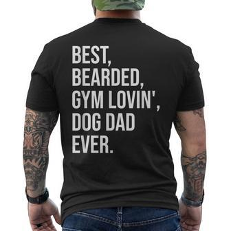 Bearded Dad Gym Lover Dog Owner Lifter Workout Men's T-shirt Back Print - Monsterry CA