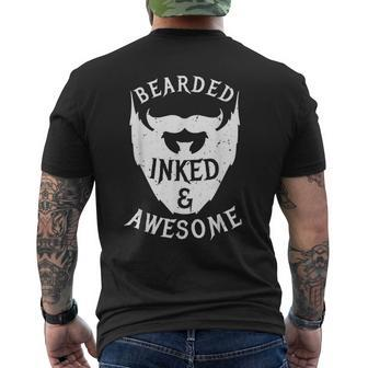 Bearded Inked & Awesome Quote For With Beard Men's T-shirt Back Print - Thegiftio UK