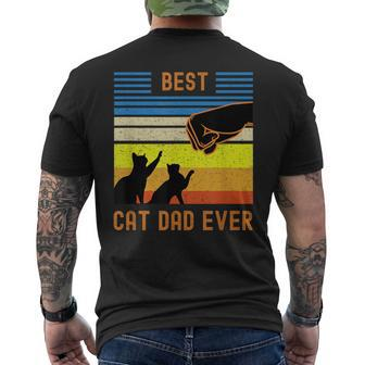 Best Cat Dad Ever Vintage Retro Cat Fist Bump T-Shirt mit Rückendruck - Seseable