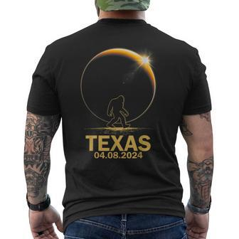 Bigfoot Total Solar Eclipse 4082024 Texas Men's T-shirt Back Print | Mazezy