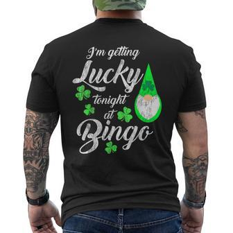 Bingo St Patrick's Day Gnome Getting Lucky At Bingo Men's T-shirt Back Print | Mazezy