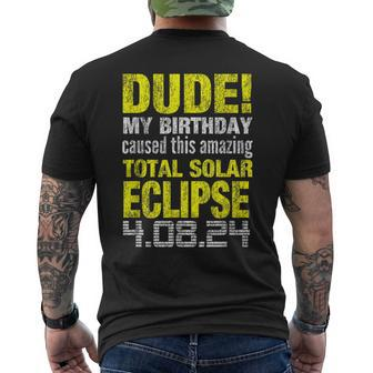 Birthday Total Solar Eclipse Born On April 8 2024 Men's T-shirt Back Print - Monsterry DE