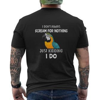 Blue And Gold Macaw Scream Nothing Macaw Parrot Mens Back Print T-shirt - Thegiftio UK