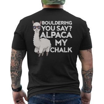 Bouldering Alpaca Cute Alpaca Rock Climber Men's T-shirt Back Print | Mazezy