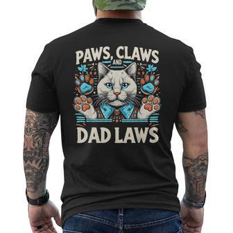 Cat Dad Paws Claws Dad Laws Father's Day Cat Lover Men's T-shirt Back Print - Thegiftio UK