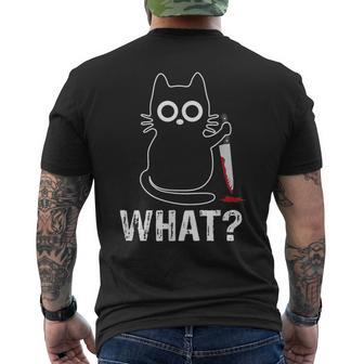 What Cat With Knife Graphic Men's T-shirt Back Print - Seseable