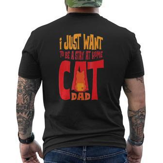 Cat Lover Stay At Home Cat Dad Mens Back Print T-shirt | Mazezy