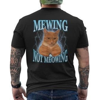 Cat Meme Mewing Looksmax Meowing Cat Trend Men's T-shirt Back Print - Seseable