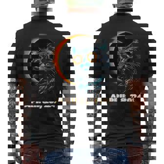 Cat Solar Eclipse 2024 Men's T-shirt Back Print - Thegiftio