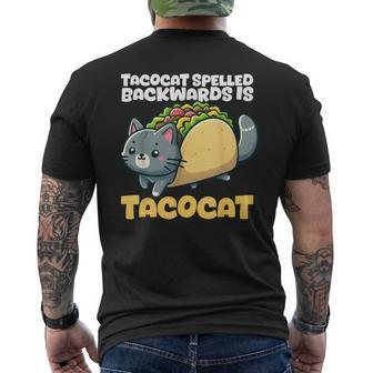 Cat And Taco Tacocat Spelled Backward Is Tacocat Men's T-shirt Back Print - Seseable