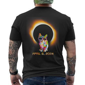 Cat Total Solar Sun Eclipse 2024 Totality Spring April Men's T-shirt Back Print - Monsterry