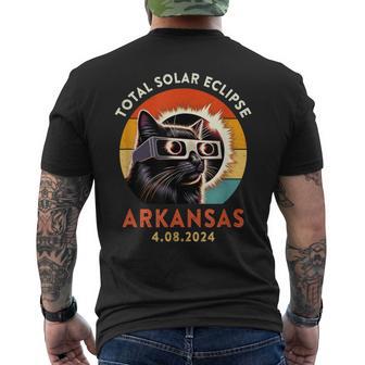 Cat Wearing Solar Eclipse Viewers April 2024 Arkansas Men's T-shirt Back Print - Monsterry UK