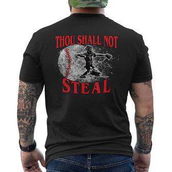Catchers Thou Shall Not Steal Baseball Men's T-shirt Back Print - Monsterry UK