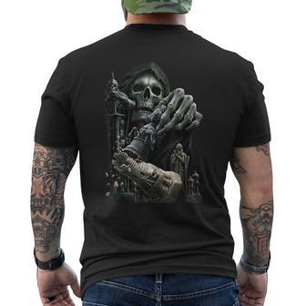 Chess Grim Reaper Skull Cool Gothic Chess Lover Men's T-shirt Back Print - Monsterry