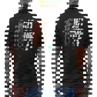 Chocolate Labrador Retriever Just Throw It Lab Dog Men's T-shirt Back Print - Monsterry