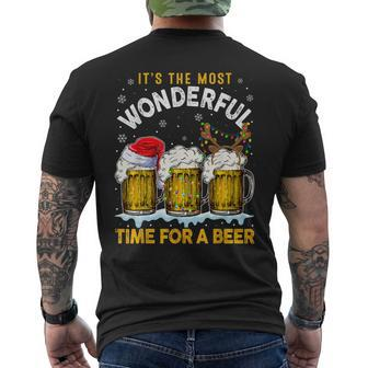 Christmas Santa Its The Most Wonderful Time For A Beer Mens Back Print T-shirt - Thegiftio