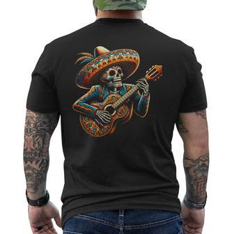 Cinco De Mayo Skeleton Skull Fiesta Sombreros Guitar Men's T-shirt Back Print | Mazezy AU