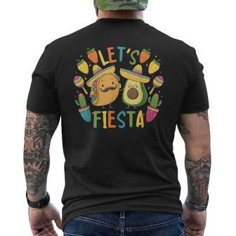 Cinco De Mayo Taco Avocado Mexican Party Let's Fiesta Men's T-shirt Back Print | Mazezy