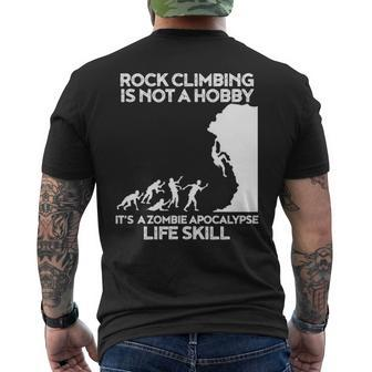 Climbing Zombie Escape Rock Climber Men's T-shirt Back Print | Mazezy