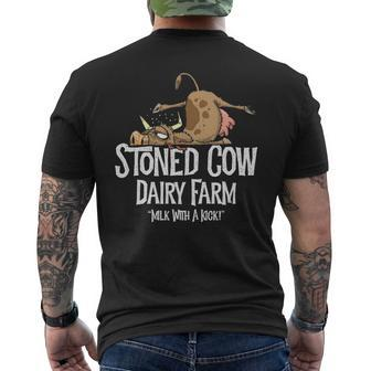 Cow Art Stoned Cow Dairy Farm Milk Cow Art Men's T-shirt Back Print | Mazezy