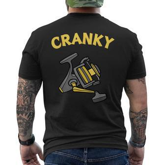 Cranky Fishing Reel Pun Humor Fishermen Men's T-shirt Back Print - Seseable