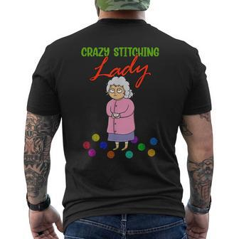 Crazy Stitching Lady With Quilting Patterns For Sewers Men's T-shirt Back Print - Monsterry CA
