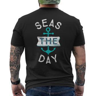 Cruise Saying Seas Day Teal Nautical Anchor Men's T-shirt Back Print - Monsterry UK