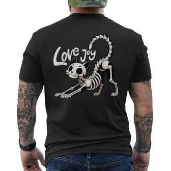 Cute Lovejoy Skeleton Cat Rock Band Musician Rocker Men's T-shirt Back Print - Seseable