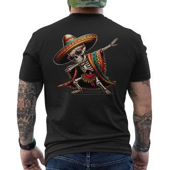 Dabbing Mexican Skeleton Poncho Cinco De Mayo Boys Men Men's T-shirt Back Print - Monsterry
