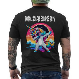 Dabbing Unicorn Wearing Total Solar Eclipse Glasses Men's T-shirt Back Print - Seseable
