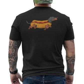 Dachshund In Bun Weiner Hot Dog Cute Foodie Pun Men's T-shirt Back Print - Monsterry