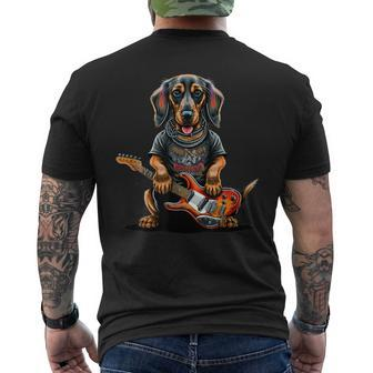 Dachshund Cute Rock And Roll Rocker Punk T-Shirt mit Rückendruck - Seseable