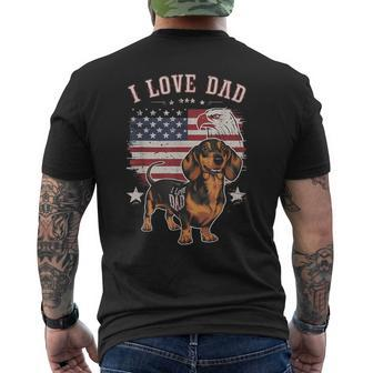 Dachshund Tattoo I Love Dad Fathers Day Patriotic Men's T-shirt Back Print - Monsterry