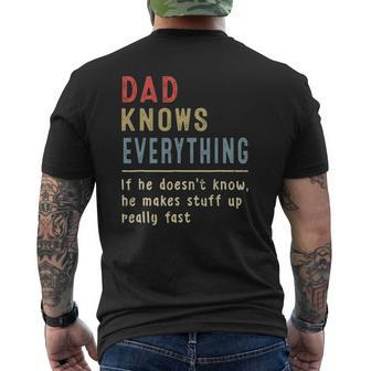 Dad For Dad Knows Everything Mens Back Print T-shirt | Mazezy