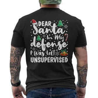 Dear Santa In My Defense I Was Left Unsupervised Mens Back Print T-shirt - Thegiftio UK
