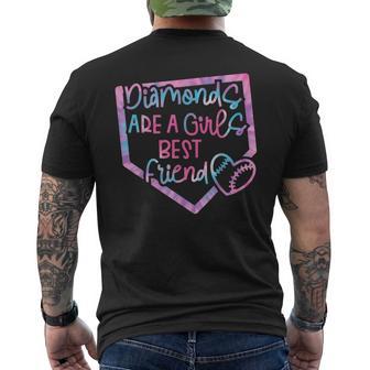 Diamonds Are A Girls Best Friend Baseball Softball Mom Men's T-shirt Back Print - Monsterry UK