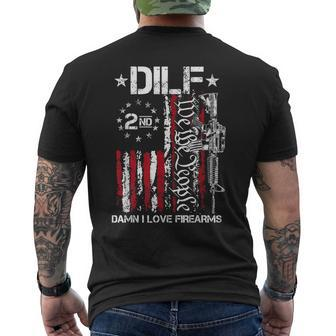 Dilf Damn I Love Firearms Gun American Flag Men's T-shirt Back Print - Monsterry DE