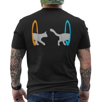Dimensional Portal Cat Nerd Geek Men's T-shirt Back Print | Mazezy