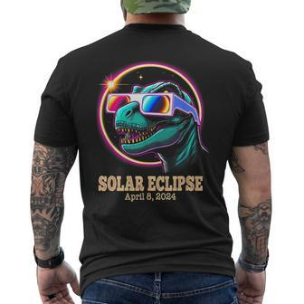 Dinosaur T Rex Total Solar Eclipse April 8 2024 Men's T-shirt Back Print - Monsterry AU