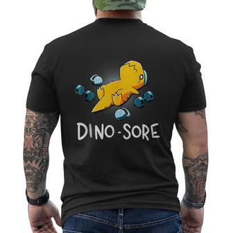 Dinosaur Workout Gym Fitness Lifting Cute Dino Sore Men's T-shirt Back Print | Mazezy
