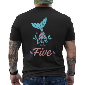 Dive Into Five Mermaid 5Th Birthday Men's T-shirt Back Print - Thegiftio UK