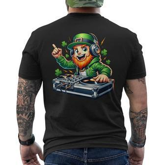 Dj Leprechaun St Patrick's Day Party Mixer Men's T-shirt Back Print - Seseable