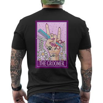 Dog Groomer Tarot Card Dog Grooming Pet Stylist Men's T-shirt Back Print - Seseable