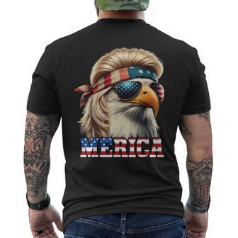 Eagle Merica 4Th July Blonde Wig Mullet Man Men's T-shirt Back Print - Seseable